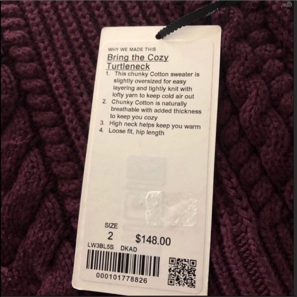 New Lululemon Cozy Turtleneck Knit Warm Thick Knitted Chunky Cotton Sweater - Picture 6 of 7